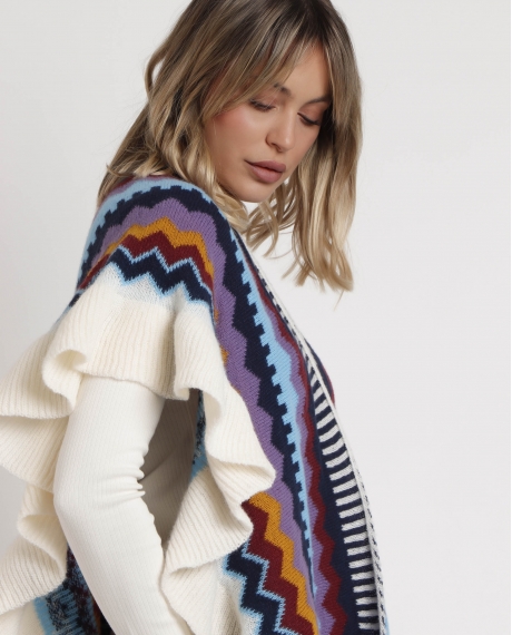 ADMAS Chal de Punto Volantes para Mujer MULTICOLOR 2