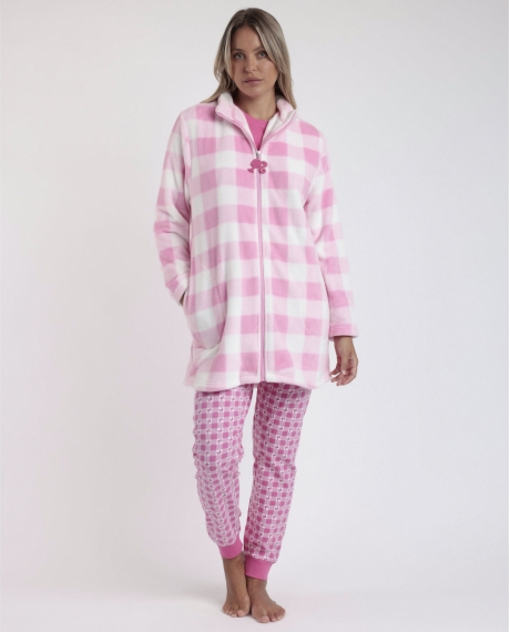 BARBIE Bata Manga Larga Calentita Vichy Mood para Mujer ROSA