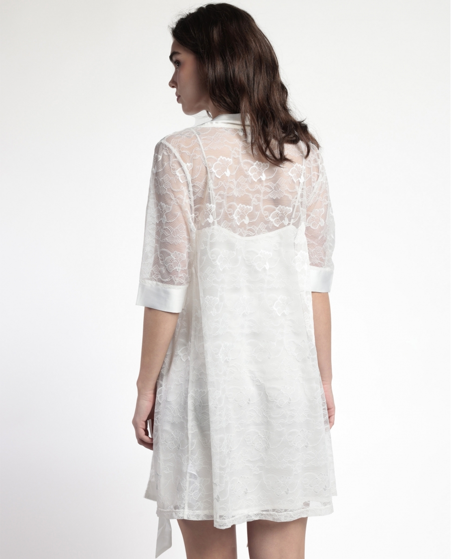 ADMAS CLASSIC Bata Manga Francesa Wedding Night para Mujer BLANCO