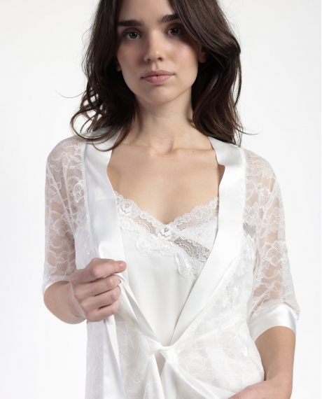 ADMAS CLASSIC Bata Manga Francesa Wedding Night para Mujer BLANCO 2