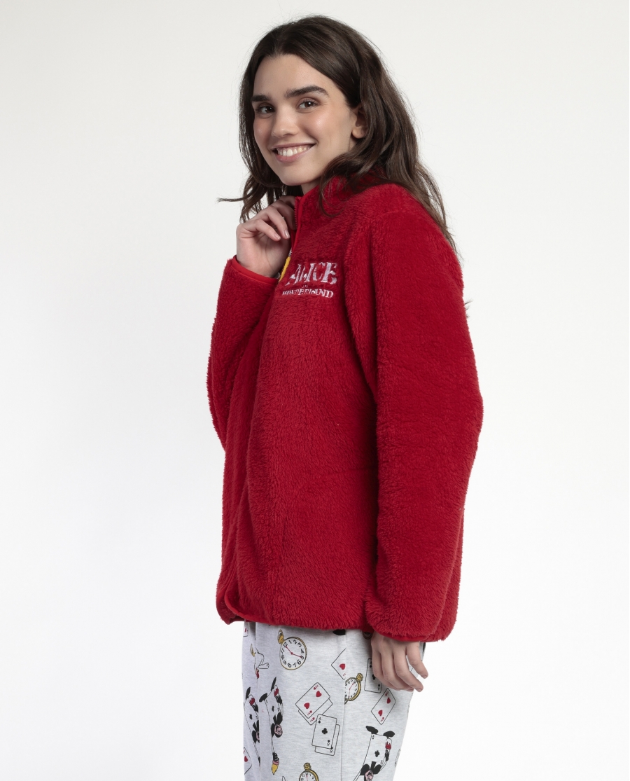 DISNEY Bata Manga Larga Calentita Alicia para Mujer ROJO
