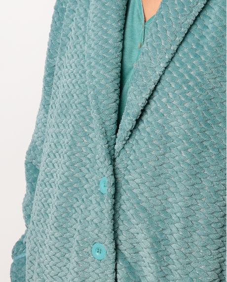 ADMAS GARDEN Bata Manga Larga Calentita Soft Peacock para Mujer AQUA 2