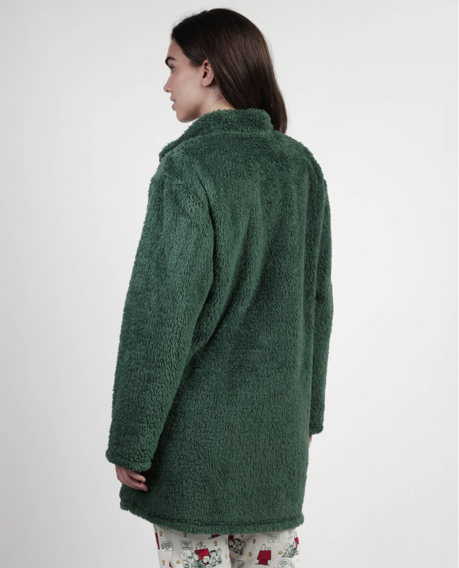 PEANUTS Bata Manga Larga Calentita Classic Peanuts para Mujer VERDE