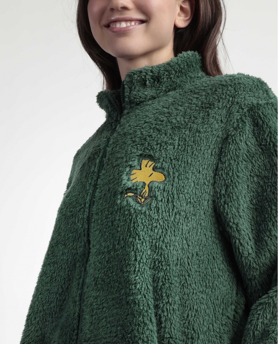 PEANUTS Bata Manga Larga Calentita Classic Peanuts para Mujer VERDE