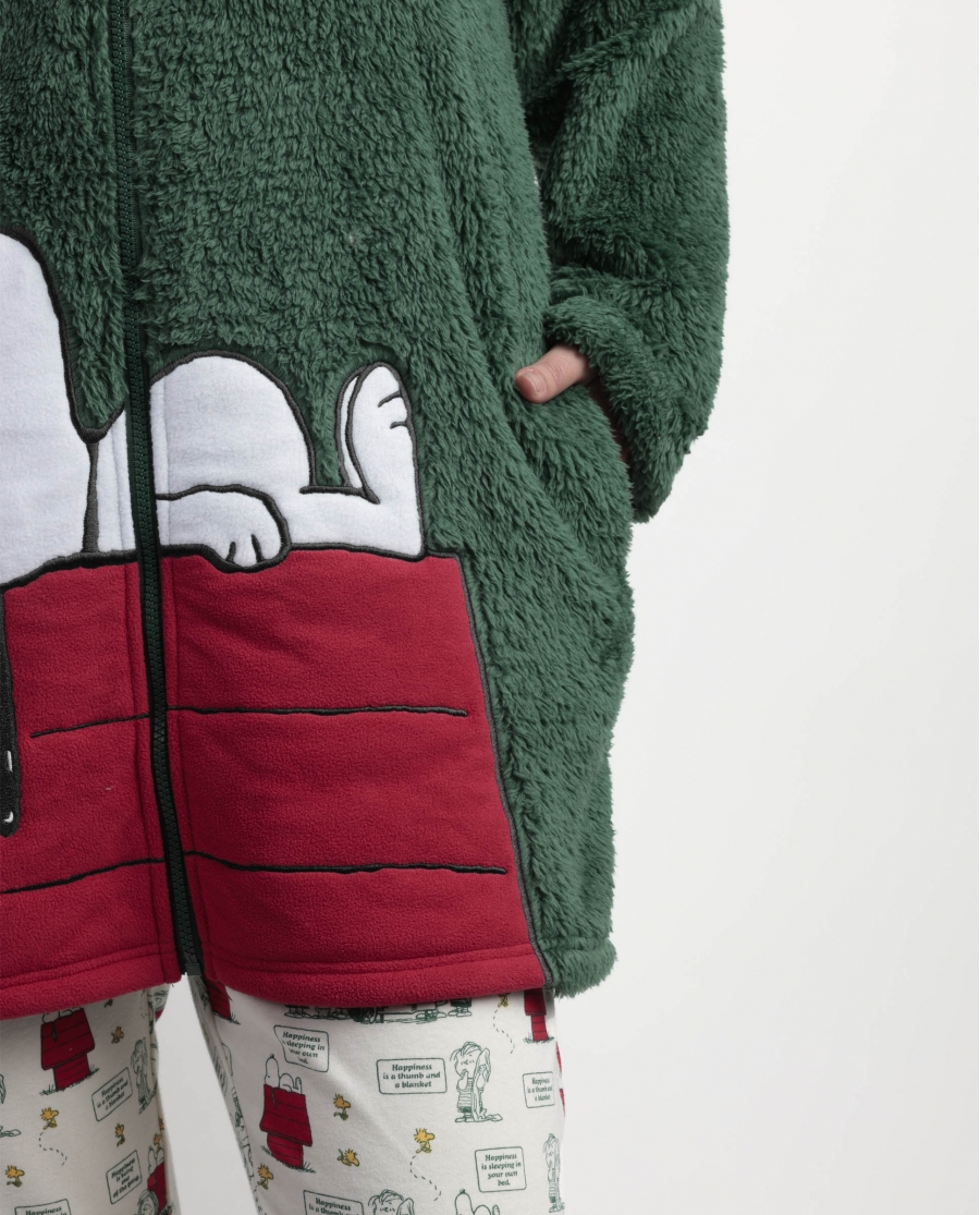 PEANUTS Bata Manga Larga Calentita Classic Peanuts para Mujer VERDE