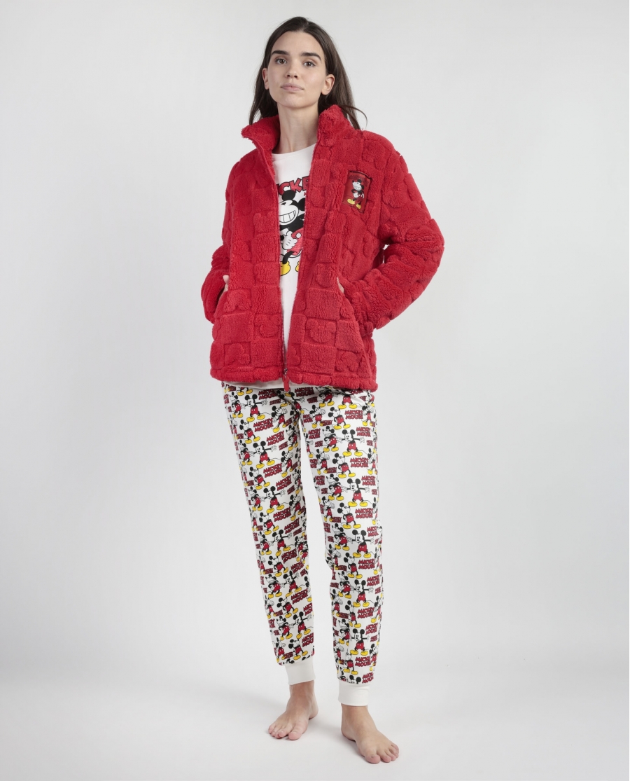 DISNEY Bata Manga Larga Calentita Jaquard Best Mickey para Mujer ROJO