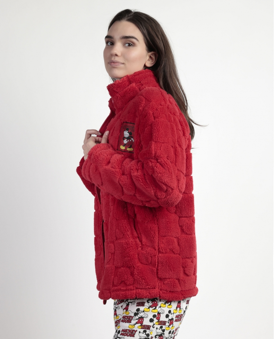 DISNEY Bata Manga Larga Calentita Jaquard Best Mickey para Mujer ROJO