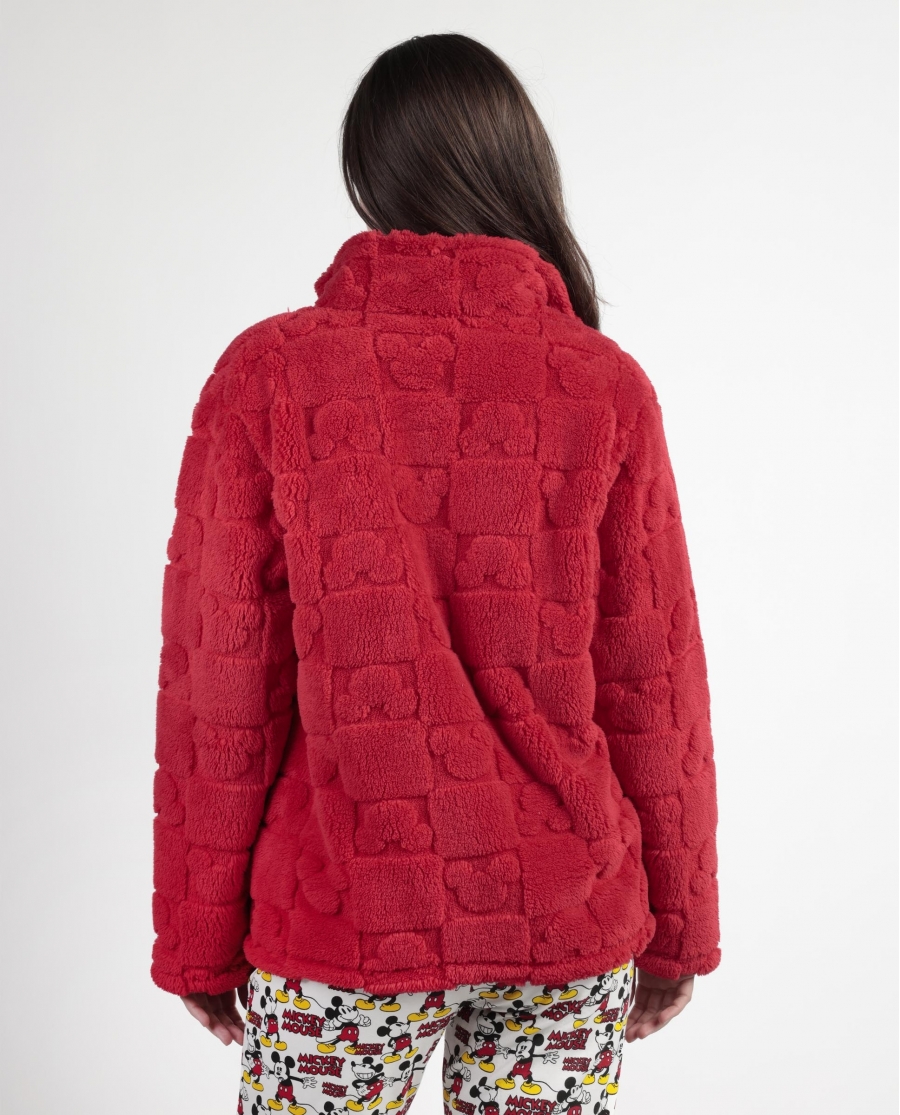 DISNEY Bata Manga Larga Calentita Jaquard Best Mickey para Mujer ROJO