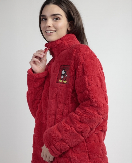 DISNEY Bata Manga Larga Calentita Jaquard Best Mickey para Mujer ROJO 2