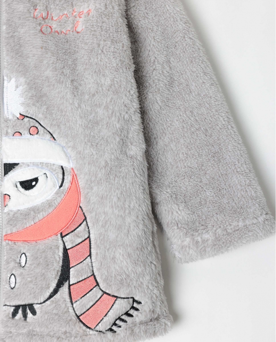 ADMAS Bata Manga Larga Calentita Winter Owl para Niña GRIS JASPE