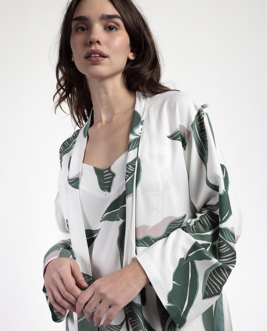 ADMAS LUXURY Bata Manga Larga Popelín Luxury Leaves para Mujer HOJAS