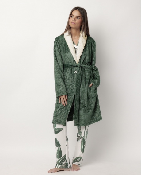ADMAS CLASSIC Bata Manga Larga Calentita Luxury Leaves para Mujer HOJAS