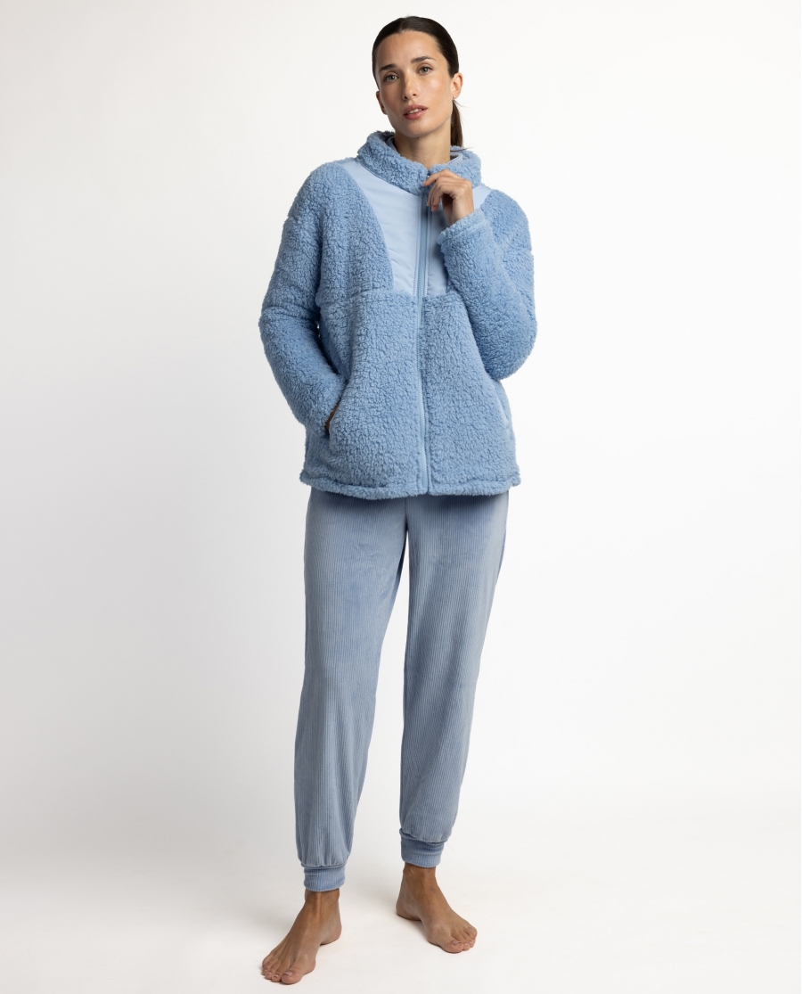 ADMAS HOME Bata Manga Larga Calentita Adm Home para Mujer AZUL