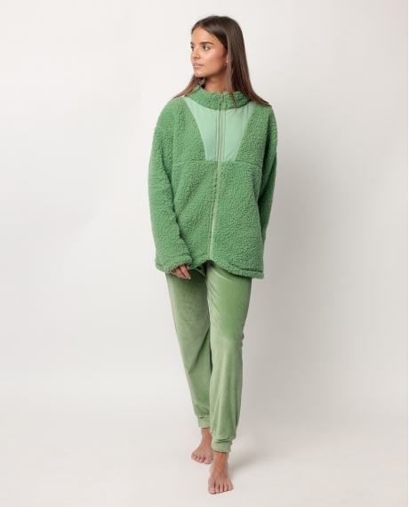 ADMAS HOME Bata Manga Larga Calentita Adm Home para Mujer VERDE