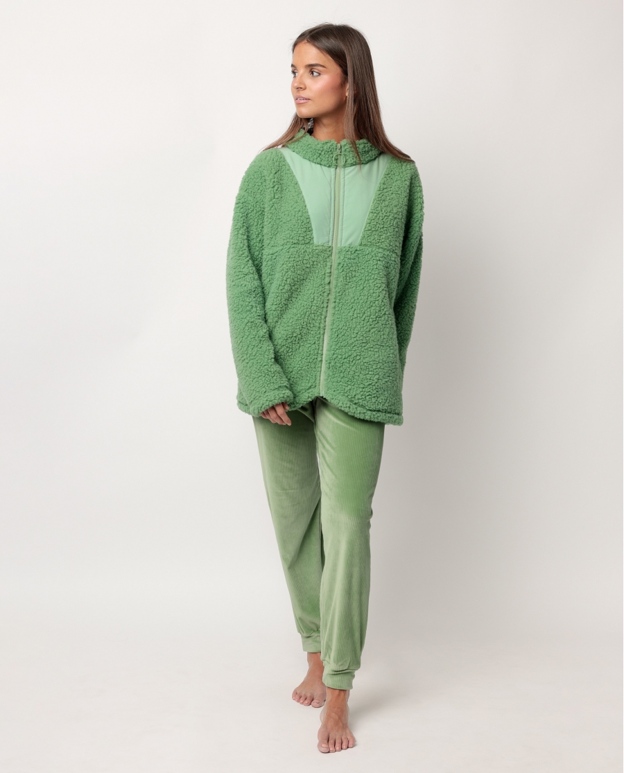 ADMAS HOME Bata Manga Larga Calentita Adm Home para Mujer VERDE