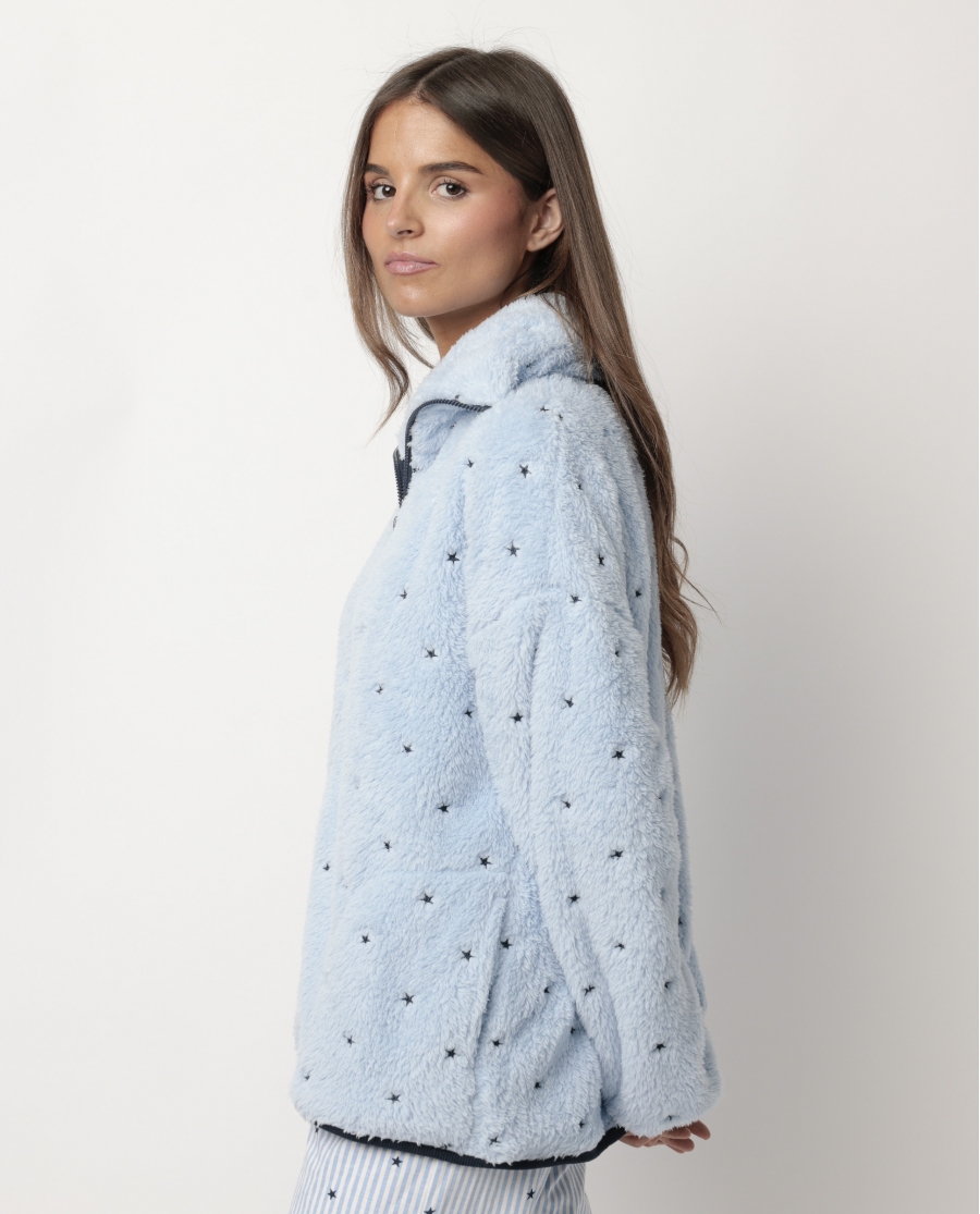 ADMAS CLASSIC Bata Manga Larga Calentita Stripes And Stars para Mujer AZUL
