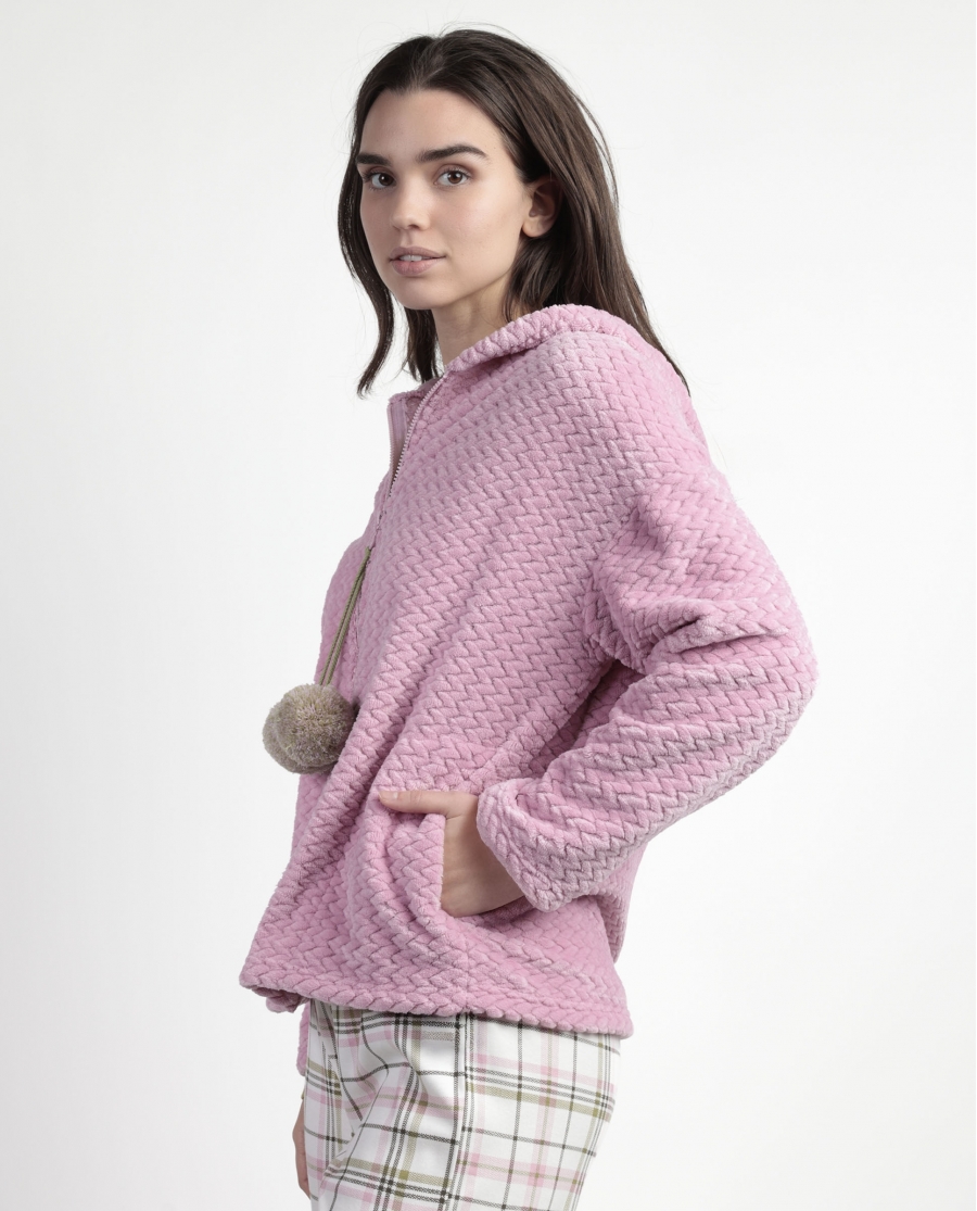 ADMAS Bata Manga Larga Calentita Smile Everyday para Mujer ROSA