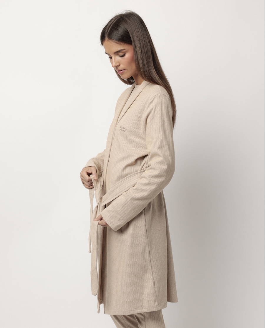 ADMAS HOME Bata Manga Larga Canalé Supersoft para Mujer CAMEL