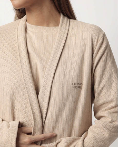 ADMAS HOME Bata Manga Larga Canalé Supersoft para Mujer CAMEL 2