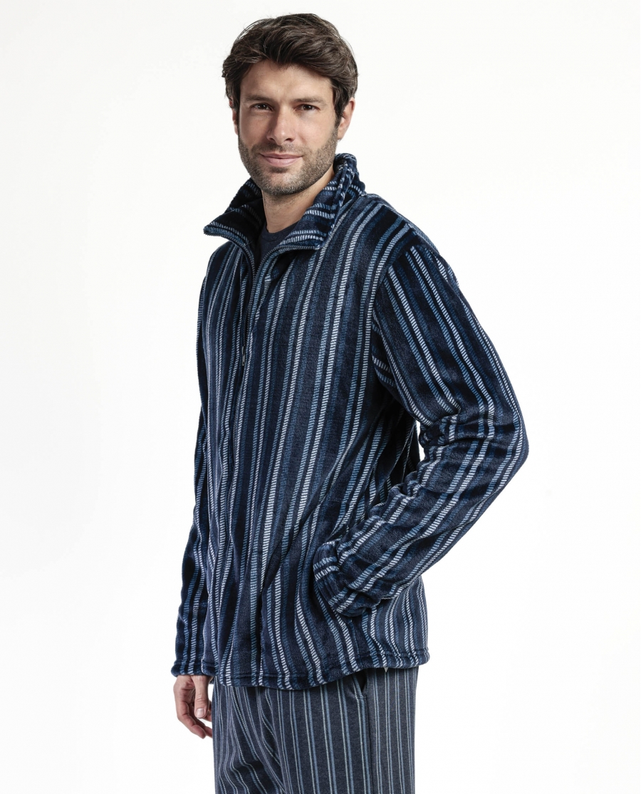 STAY AT HOME Bata Manga Larga Calentita Italic para Hombre MARINO