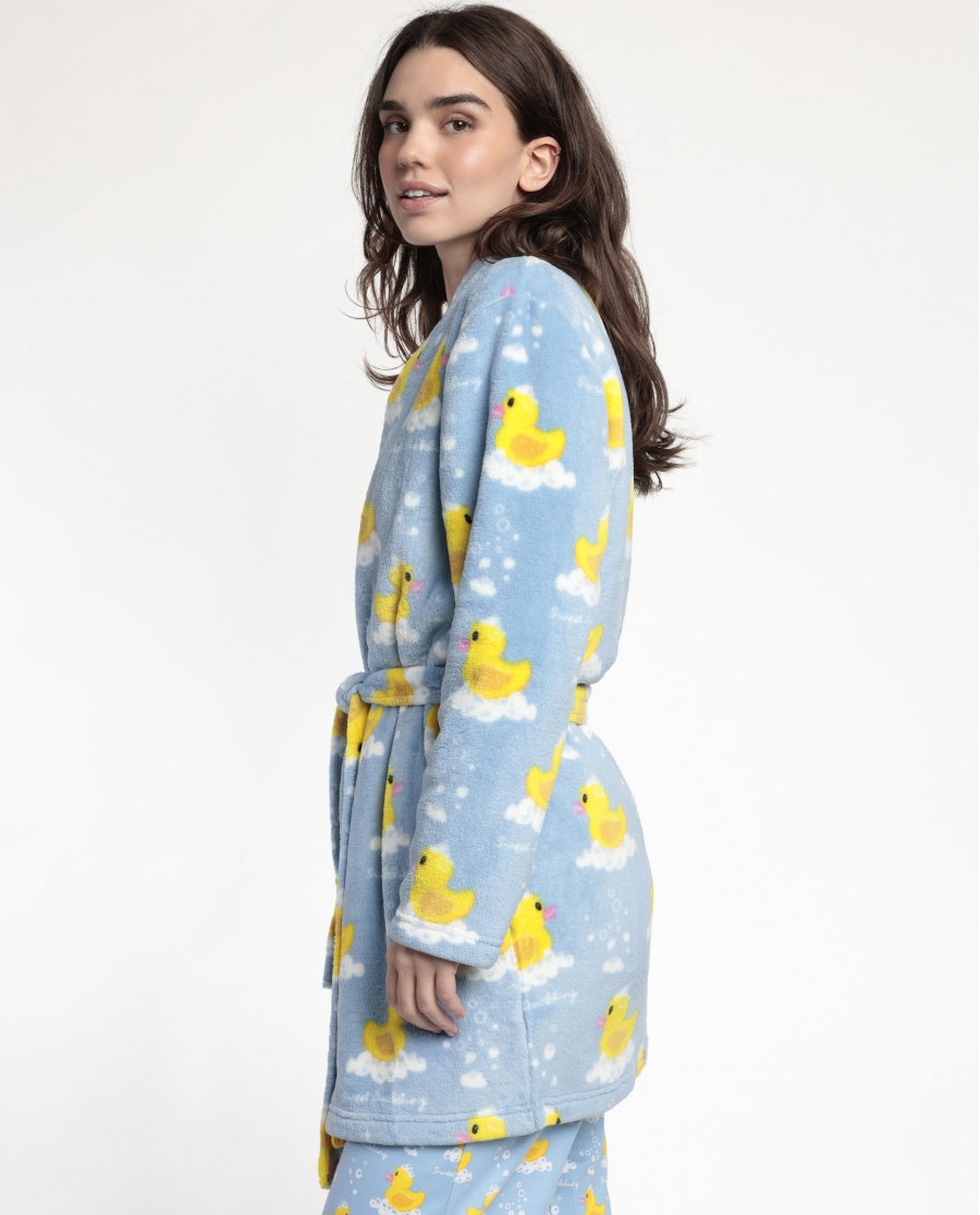 ADMAS Bata Manga Larga Calentita Sweet Duckling para Mujer AZUL