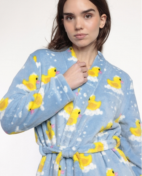 ADMAS Bata Manga Larga Calentita Sweet Duckling para Mujer AZUL 2