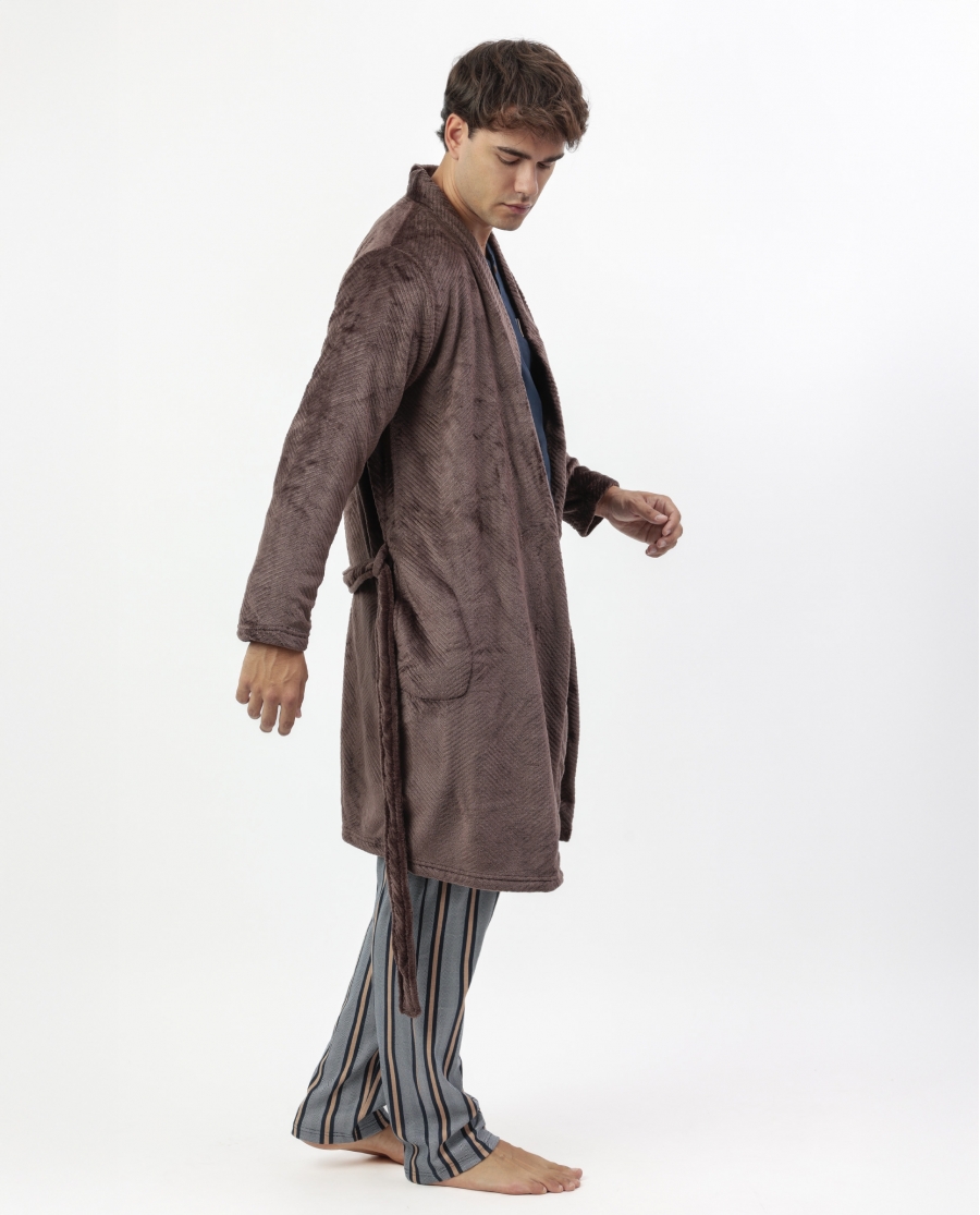 ANTONIO MIRO Bata Manga Larga Calentita Spiga para Hombre CHOCOLATE