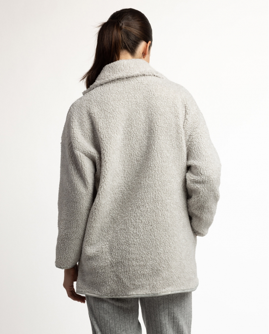 ADMAS HOME Bata Manga Larga Calentita Sherpa Relax Home para Mujer GRIS JASPE