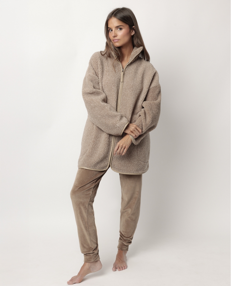 ADMAS HOME Bata Manga Larga Calentita Sherpa Relax Home para Mujer CHOCOLATE