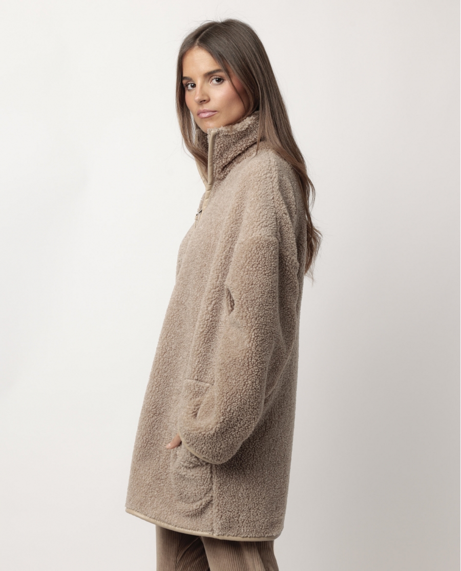 ADMAS HOME Bata Manga Larga Calentita Sherpa Relax Home para Mujer CHOCOLATE