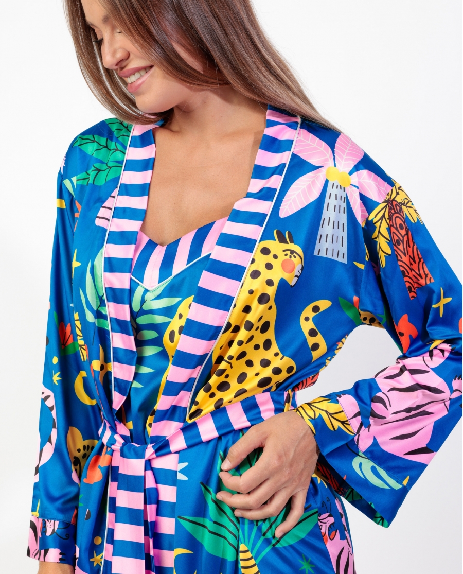 ADMAS LUXURY Bata Manga Larga Luxe Sauvage para Mujer MULTICOLOR