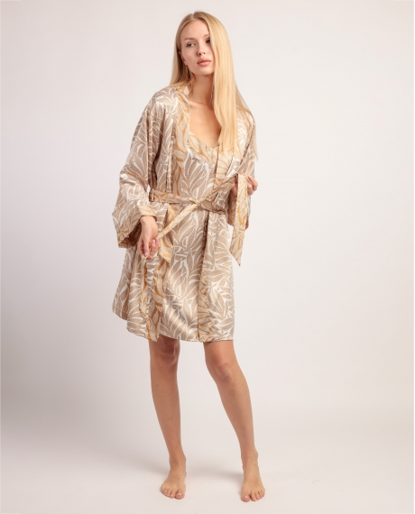 ADMAS LUXURY Bata Manga Larga Luxe Leaves para Mujer ORO
