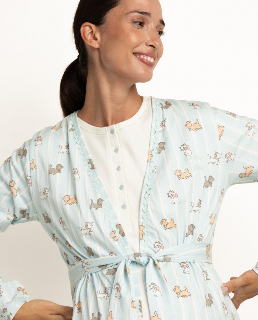 DISNEY Bata Manga Larga The Aristocats Maternity para Mujer AZUL