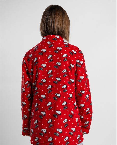 PEANUTS Bata Calentita Manga Larga Love Snoopy para Mujer ROJO 2