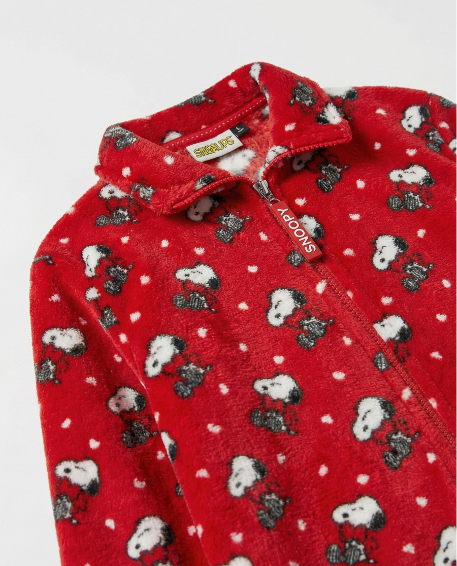 PEANUTS Bata Calentita Manga Larga Love Snoopy para Niña ROJO