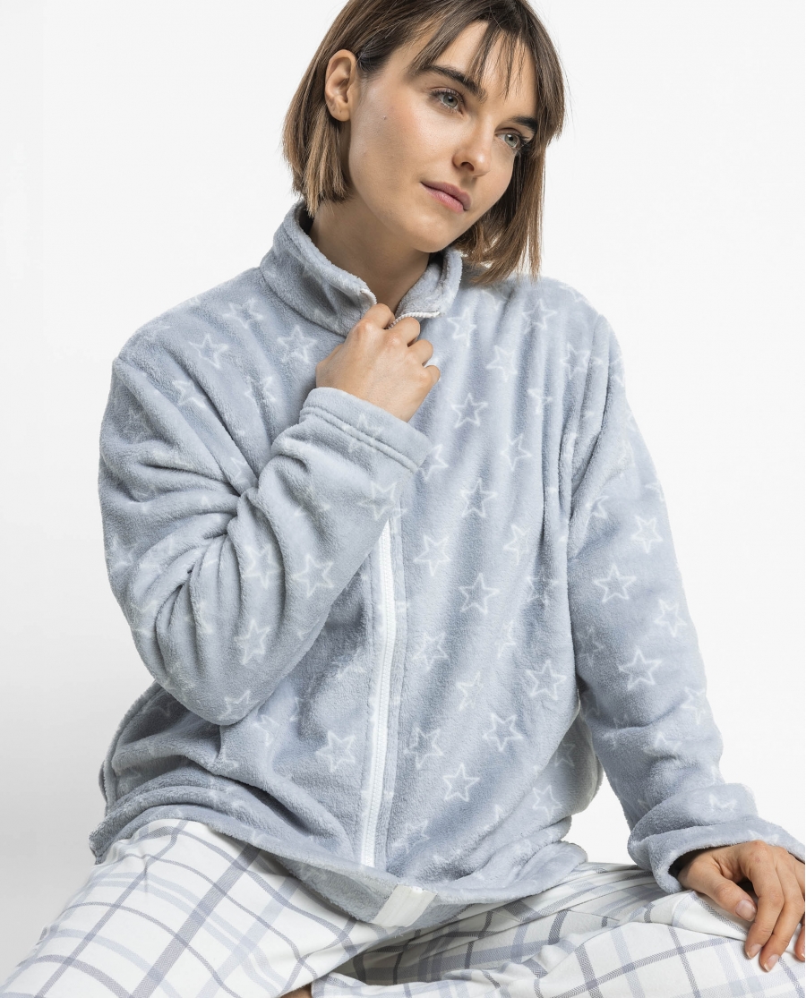 ADMAS Bata Calentita Manga Larga Dreamer para Mujer GRIS