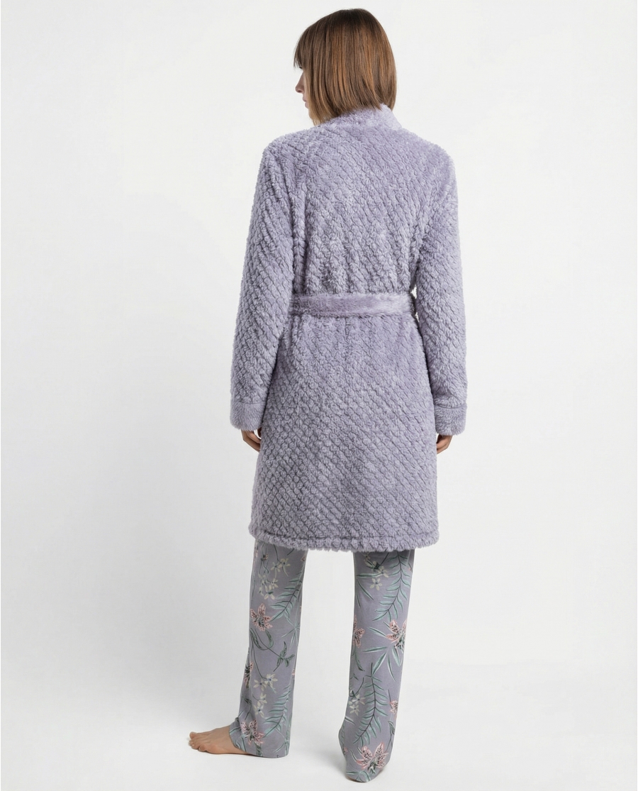 ADMAS GARDEN Bata Calentita Manga Larga Night Garden para Mujer LILA
