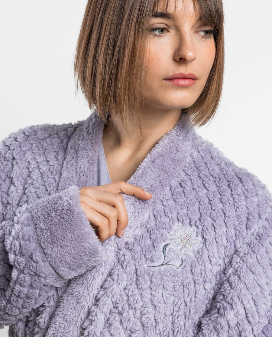 ADMAS GARDEN Bata Calentita Manga Larga Night Garden para Mujer LILA