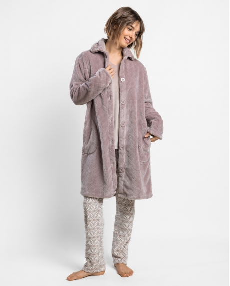 ADMAS GARDEN Bata Calentita Manga Larga Night Garden para Mujer LILA