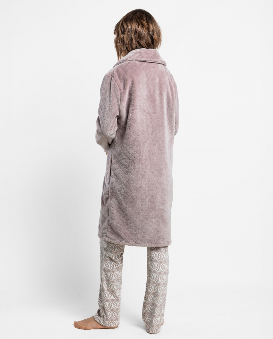 ADMAS GARDEN Bata Calentita Manga Larga Night Garden para Mujer LILA