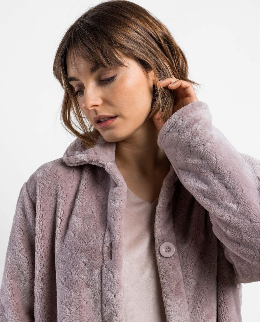 ADMAS GARDEN Bata Calentita Manga Larga Night Garden para Mujer LILA