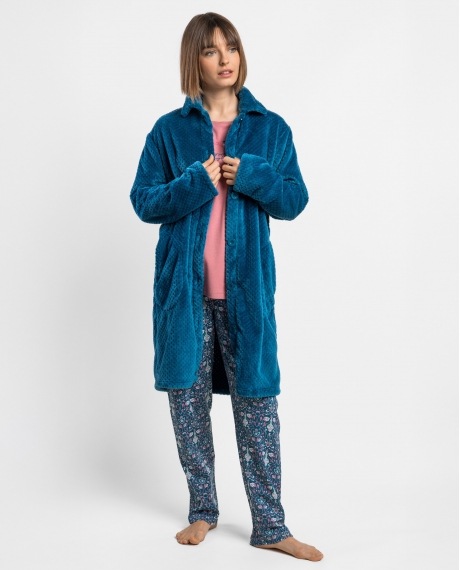 ADMAS GARDEN Bata Calentita Manga Larga Get Inspired para Mujer OCEANO
