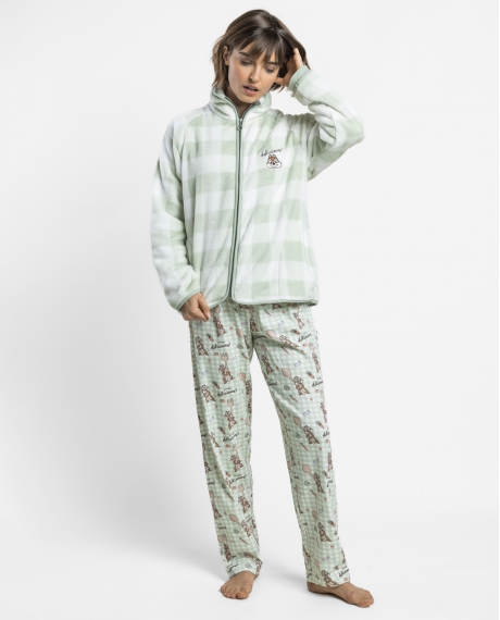 DISNEY Bata Calentita Manga Larga Chip & Dale Green Vichy para Mujer VERDE