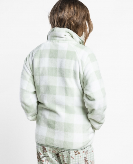 DISNEY Bata Calentita Manga Larga Chip & Dale Green Vichy para Mujer VERDE 2