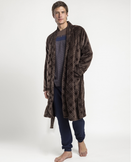 ANTONIO MIRO Bata Calentita Manga Larga Dapper para Hombre MARRON