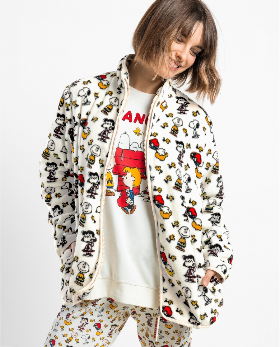 PEANUTS Bata Calentita Manga Larga Meet Up para Mujer CRUDO