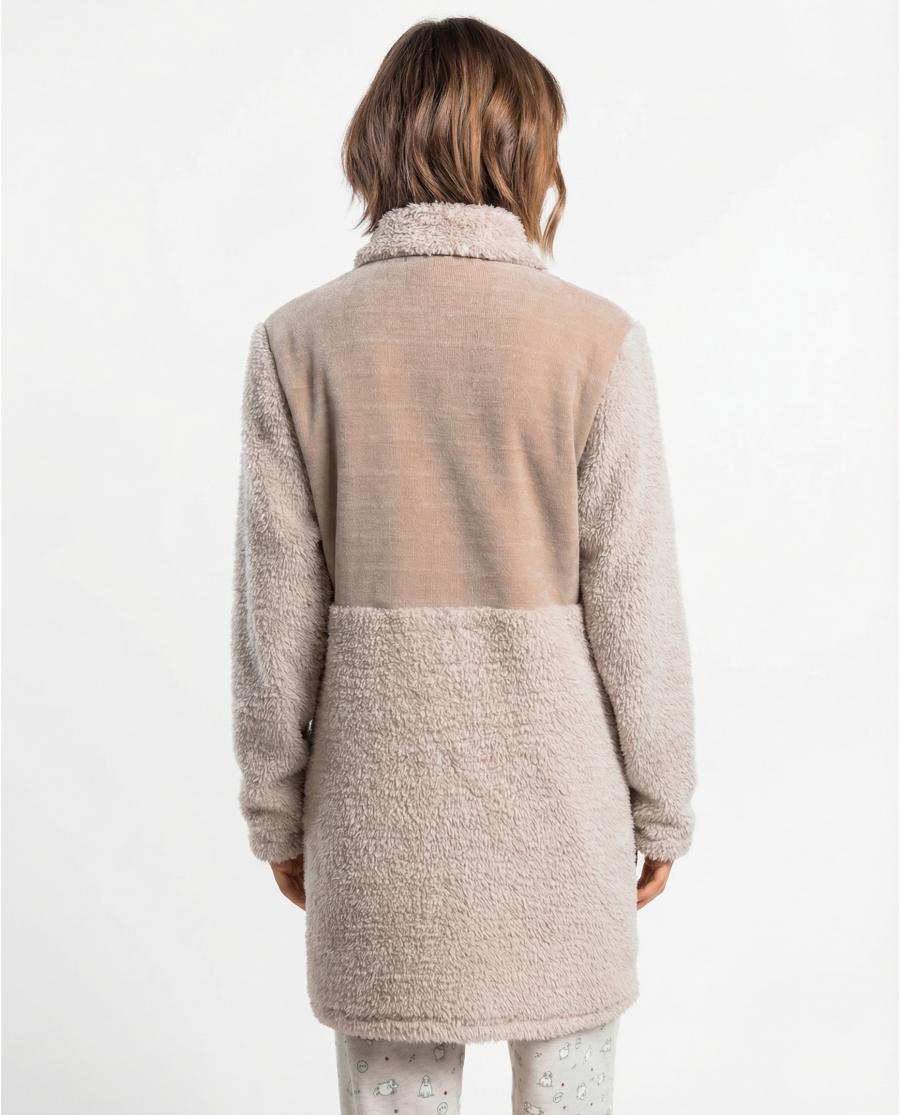 ADMAS Bata Calentita Manga Larga Counting Sheep para Mujer BEIGE
