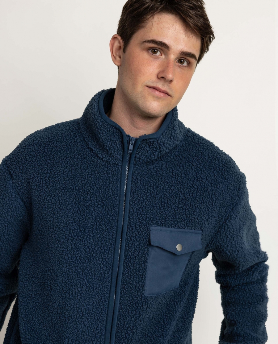 ADMAS HOME Bata Calentita Manga Larga Recycle para Hombre AZUL