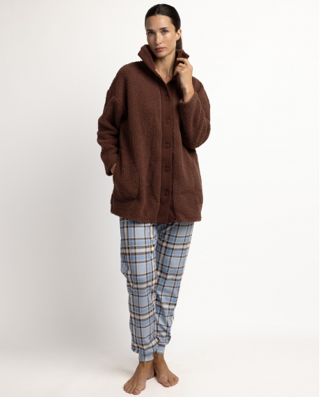 ADMAS Bata Manga Larga Calentita Sherpa Dreams para Mujer MARRON