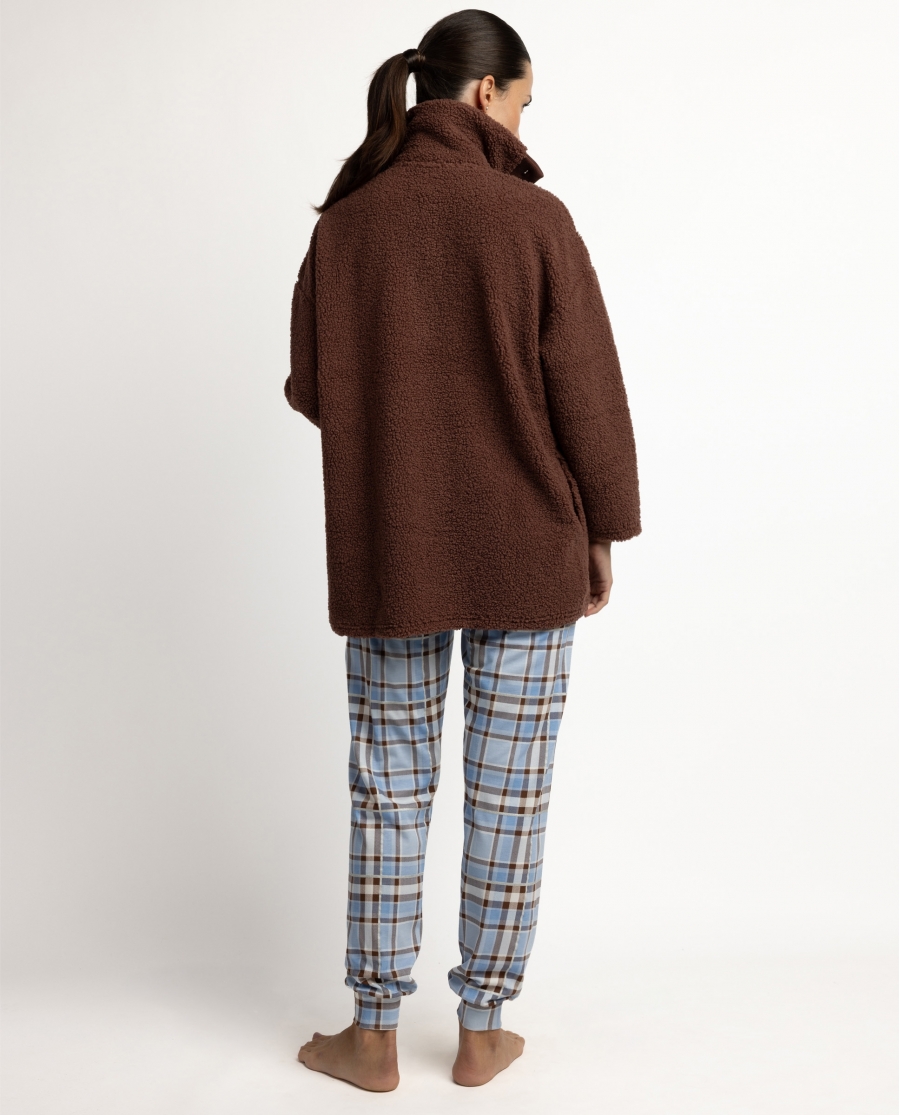 ADMAS Bata Manga Larga Calentita Sherpa Dreams para Mujer MARRON